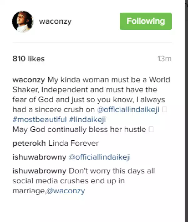 I always had a sincere crush on Linda Ikeji - Waconzy